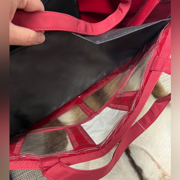 Red photo 5 pictures window tote bag NEW - Picture 6 of 7